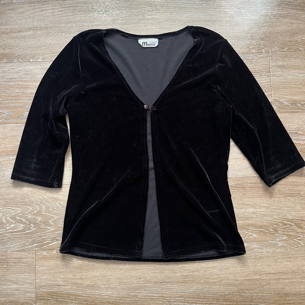 Vintage 90s Black Velvet Cardigan